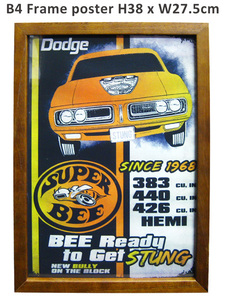 アートポスター フレーム付き Dodge スーパービー (PFM093) B4 店舗用 インテリア 壁掛け 車 ダッジ クライスラー 広告 アメリカン雑貨