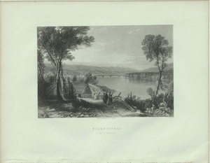 1840年 Bartlett アメリカの風景 鋼版画 ウィルクスバリ Wilkesbarre Vale of Wyoming ワイオミング・バレー