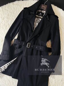 M26【都会派着こなし】定価14万●美品BURBERRY BLACK LABEL●涼しげサマートレンチ●高級コットントレンチコート バーバリーコート メンズ