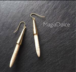 送料無料*MagiaDolce 30018◆ホワイトターコイズピアス ゴールドピアス イヤリング変更可能