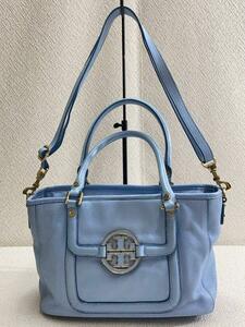 TORY BURCH◆トートバッグ/レザー/BLU//