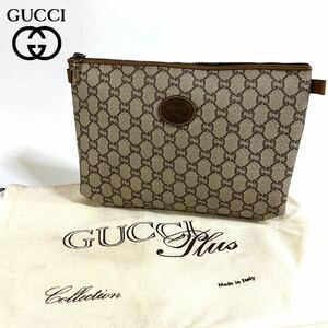 【美品】GUCCI オールド グッチ プラス ヴィンテージ GG柄 PVC レザー クラッチバッグ セカンドバッグ ポーチ イタリア製 保存袋付