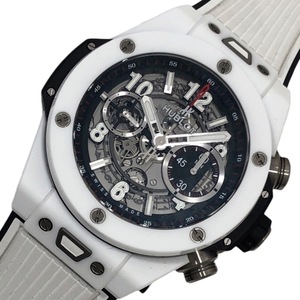 ウブロ HUBLOT ビッグバンウニコ ホワイトセラミック 411.HX.1170.RX ホワイト Ti/セラミック 腕時計 メンズ 中古