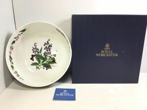[K-2024]ROYAL WORCESTER 大皿 ボウル★ロイヤル・ウースター 英国最古の名窯☆元箱付き 西洋陶器 花柄 売り切り♪