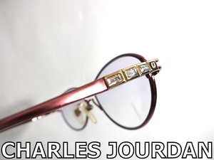 X4D089■美品■ シャルルジョルダン CHARLES JOURDAN 日本製 ピュアチタン ピンクゴールド色 PC 伊達 度なし メガネ 眼鏡 メガネフレーム
