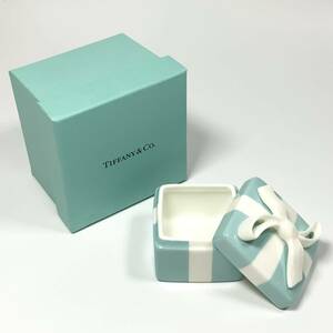 3721 ☆ 1円スタート ☆ TIFFANY&Co. ティファニー ブルーボックス ミニブルーボウボックス リボン 陶器 ケース 小物入れ 箱付