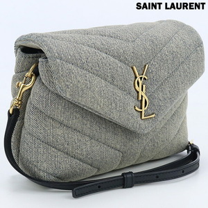 中古 サンローラン 斜め掛け ショルダーバッグ レディース ブランド SAINT LAURENT ルル トイバッグ デニム 678401 グレー