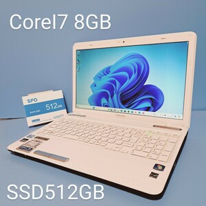 ★最強Corei7★/メモリ8GB/新品SSD512GB/Windows11Pro/T451/58EWS/Office2021/ブルーレイ/Webカメラ/東芝/dynabook/TOSHIBA/ホワイト