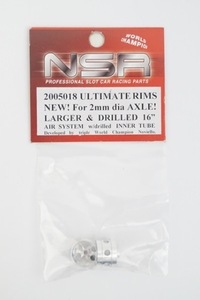 新品 NSR 1/32 ULTIMATE RIMS NEW for 2mm dia AXLE LARGER & DRILLED 16 アルミホイール 2005018 スロットカー