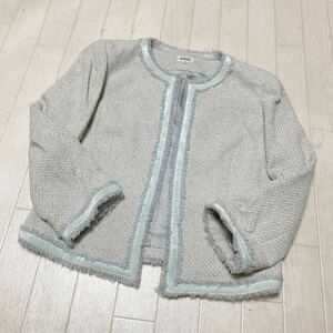 ☆ FOXEY BOUTIQUE フォクシー ブティック トップス ノーカラージャケット ボレロ レディース 38 ライトブルー ハンガー付き