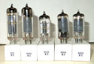試験済真空管ラジオに 6X4,6AR5,6AV6,6BD6,6BE6 5本東芝(回路例、動作例付き)