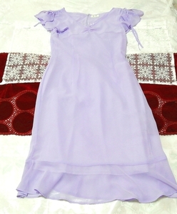 紫シフォン ネグリジェ ナイトウェア 半袖ワンピースドレス Purple chiffon negligee nightwear short sleeve dress