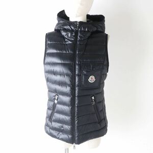 未使用品★定価210100円 正規品 MONCLER モンクレール GLYGOSベスト レディース フード・ロゴZIP付き ブラック 黒 2 タグ付き