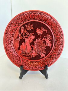 旧家蔵出し 中国美術 細密彫刻 飾皿 MADE IN TAIWAN ☆ちょこオク☆80