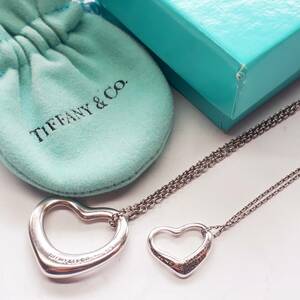 【TIFFANY&Co　SV925ネックレス】★艶出し済★　オープンハート2点　アクセサリー　ネックレス　