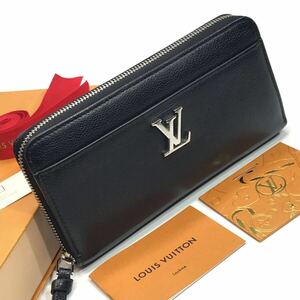 ★極美品／箱付★LOUIS VUITTON ルイヴィトン ジッピー・ロックミー ノワール カーフレザー LVロゴ ラウンドファスナー 長財布 M62622