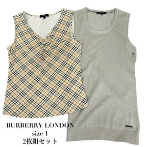 中古 バーバリーロンドン BURBERRYLONDON タンクトップ 2枚組 セット レディース サイズ1