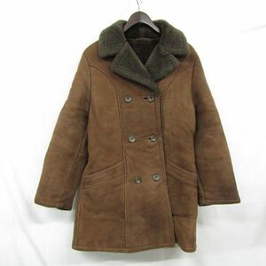 本革 Vintage サイズ 12 スウェード ムートン ジャケット コート アウター ボア ブラウン レディース 古着 ビンテージ 3JA0602