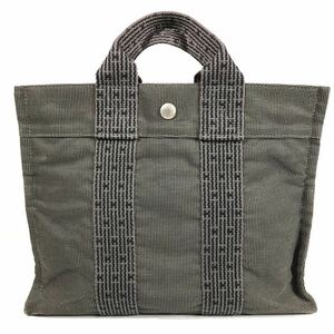 角破れ無し【エルメス】本物 HERMES エールライン トートPM ハンドバッグ グレー色系 ミニトートバッグ メンズ レディース フランス製