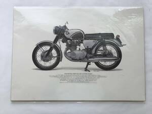 〈A3プリント〉1960年 ホンダ CB72 バイクイラスト 精密画イラストポスター シバタ 柴田制作所