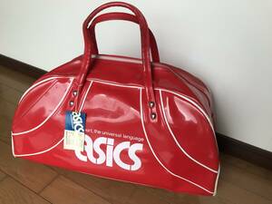 当時物　未使用　デッドストック　アシックス　スポーツバッグ　エナメルレザー　品番：TAS008　サイズ：54㎝　　HF1631