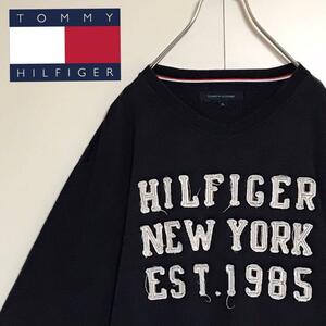 【ビッグサイズ】トミーヒルフィガー　ダメージワッペン七分袖Tシャツ H722