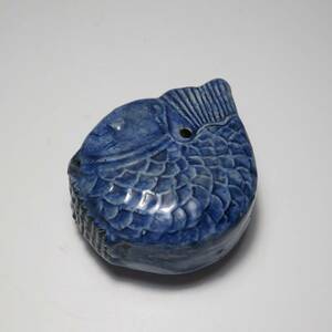 韓国美術　李朝　高麗　瑠璃釉　魚型水滴　