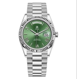 新品未使用、ロレックス デイデイトオマージュJHLU自動巻き腕時計 グリーン文字盤36mmケースボーイズサイズ