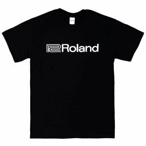 [Lサイズ]Roland（ローランド） 楽器ロゴ ハウス テクノ クラブ DJ 音楽Tシャツ ブラック