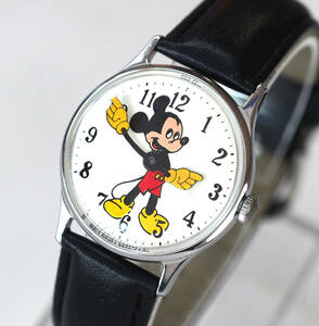 整備済 稼働 ミッキーマウス 機械式 手巻き 腕時計 新品ベルト 希少レア 1960年代 ディズニー INGERSOLL インガーソル Mickey Mouse