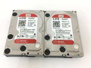 〇【2台セット】Western Digital WD40EFRX 4TB SATA 3.5インチ WD Red 内蔵ハードディスク 正常 動作品