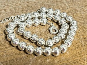 ノーブランド ハンドメイド カッパー にシルバー925プレート 丸玉 ボール ネックレス 数珠