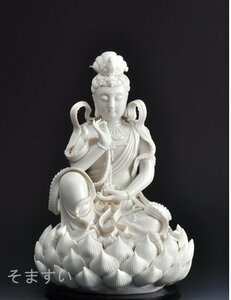 仏教美術　観音　仏像　仏教美品　磁器　白玉　禅の置物　セラミック　インテリア　装飾品　工芸品