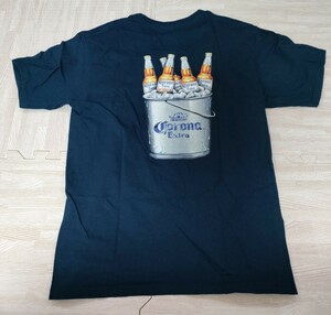 メキシコ土産　Mexico　コロナビール　Tシャツ　М 半袖　ブルー　濃紺　バックプリント　丸首　トップス ビッグシルエット ロゴ ビール　