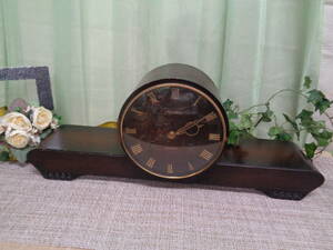 昭和レトロ　愛知時計　日の出型置き時計　ゼンマイ式　木製古時計　ボンボン時計　稼動品