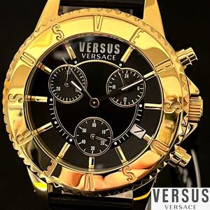 【激レア】Versus Versace/ベルサス ベルサーチ/メンズ腕時計/男性用/プレゼント/ヴェルサス ヴェルサーチ/ゴージャス/ゴールド.ブラック色