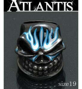 銀座店 スターリンギア ブルーザー ピンストライプ リング 指輪 メンズ ブラックロジウム SV925 黒/ブルー 約19号