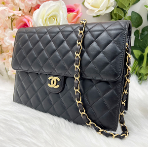 1円スタート CHANEL シャネル マトラッセ ラムスキン チェーンショルダーバッグ ブラック 黒 プッシュロック 