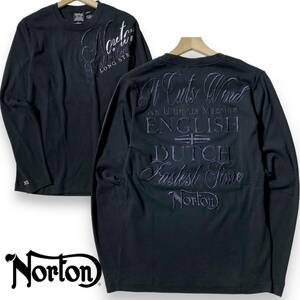 【MEDIUM】新品 ノートン 長袖 Tシャツ Norton GOTCHA取扱 速乾コットン ビッグロゴ 刺繍 ロンT インナー M 春夏 ゴルフ◆R285b