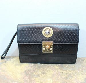 GIANNI VERSACE MEDUSA LOGO LEATHER CLUTCH BAG/ジャンニヴェルサーチメデューサ柄レザークラッチバッグ