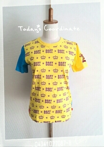 BABY DOLL ベビードール 総ロゴ Tシャツ 黄色×水色 Sサイズ レディース トップス 半袖 カットソー ⑫6