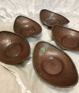 【香道具・茶道具】銅製の茶托5枚セット 煎茶 茶器 骨董品 アンティーク