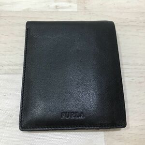 送料185円 フルラ FURLA 二つ折り財布 コンパクトウォレット レザー 黒 ブラック[N0763]