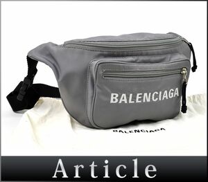 172866◇美品 BALENCIAGA バレンシアガ ウィール ボディバッグ ウエストバッグ ウエストポーチ 633009 ナイロン グレー メンズ/ B