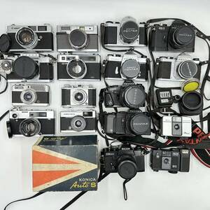 1円　ジャンク フィルムカメラ17台 露出計2点 まとめて Canon ASAHI PENTAX RICOH OLYMPUS KONICA MINOLTA 他 動作未確認 現状品 部品取り