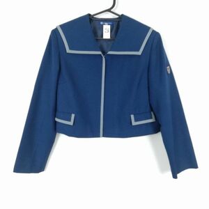 1円 セーラー服 上着 冬物 グレー1本線 女子 学生服 鹿児島中央高校 花紺 制服 中古 ランクC EY9383