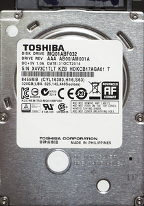 TOSHIBA MQ01ABF032 2.5インチ 7mm SATA600 320GB 185回 16933時間