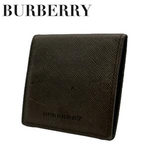 美品　Burberry バーバリー　w1 二つ折り　財布　コインケース　ブラウン
