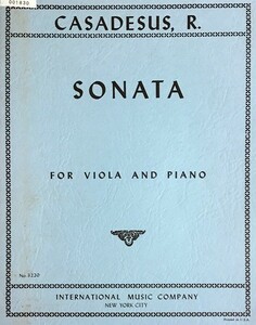 ロベール・カサドシュ ソナタ・Op.12 (ヴィオラ＋ピアノ) 輸入楽譜 Casadesus Sonata for Viola and Piano 洋書