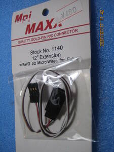 【新品即決】Mpi MAXX サーボ 延長コード　フタバタイプ　12インチ、長さ：約304㎜、、、O中